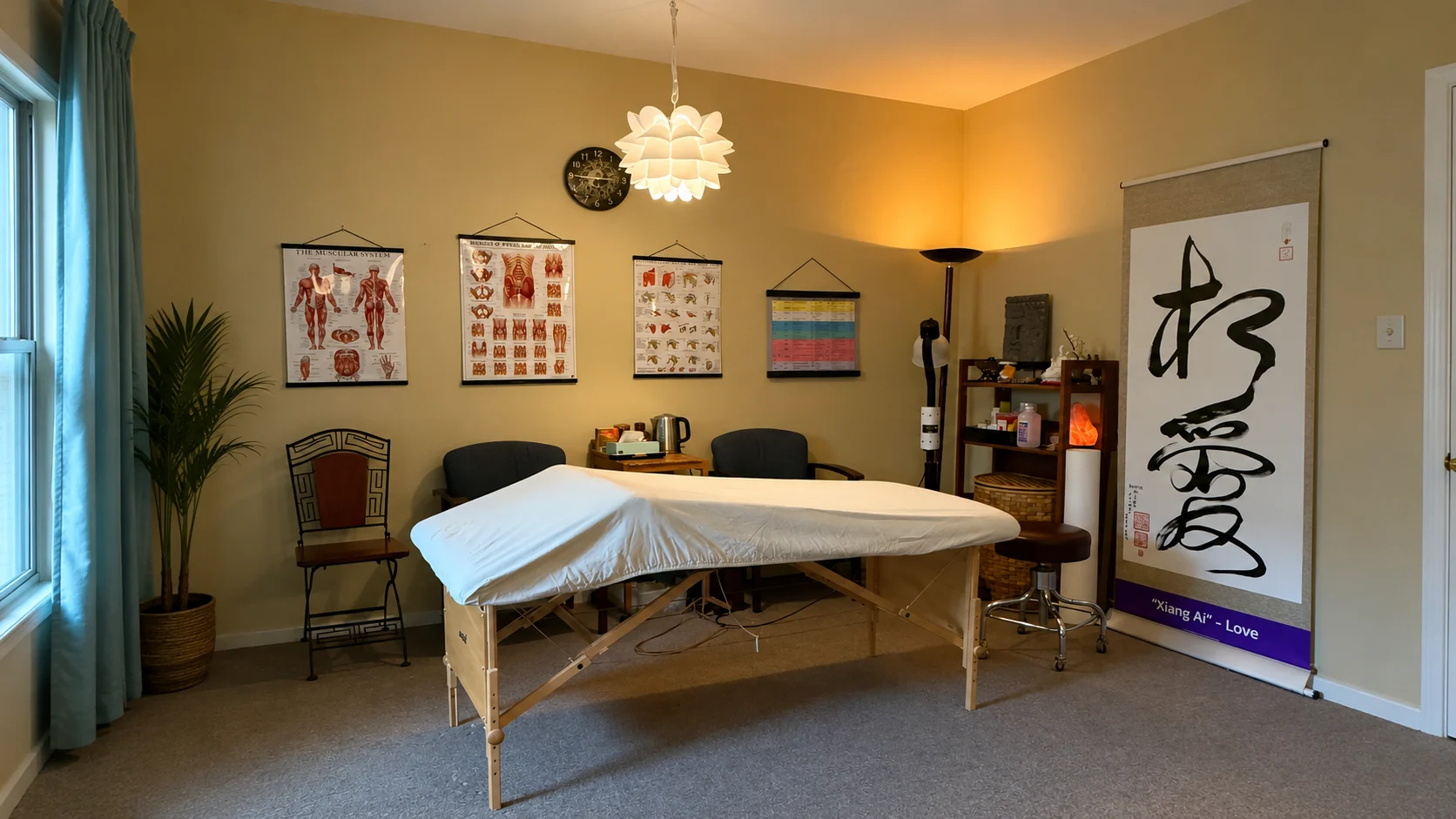 Shaded Zen garden and meditation space at Mindful Healing Heart