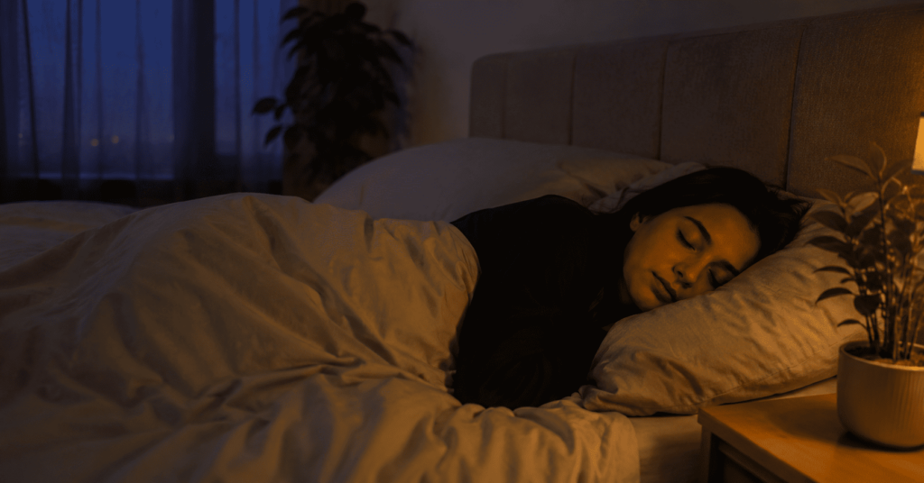 Woman sleeping peacefully after acupuncture for insomnia